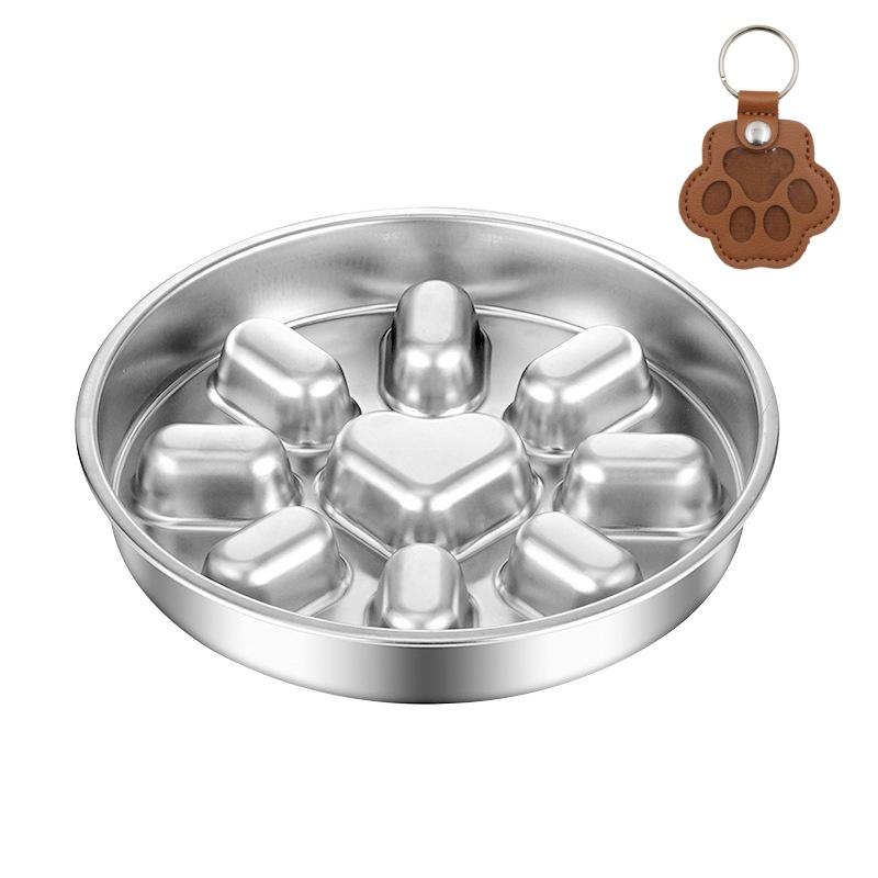Slow Feeder Bowl Set for Pets, Anti-Slip Stainless Steel Dog & Cat Food Bowls, Pet Hair Storage Included, Ideal for Cats & Dogs