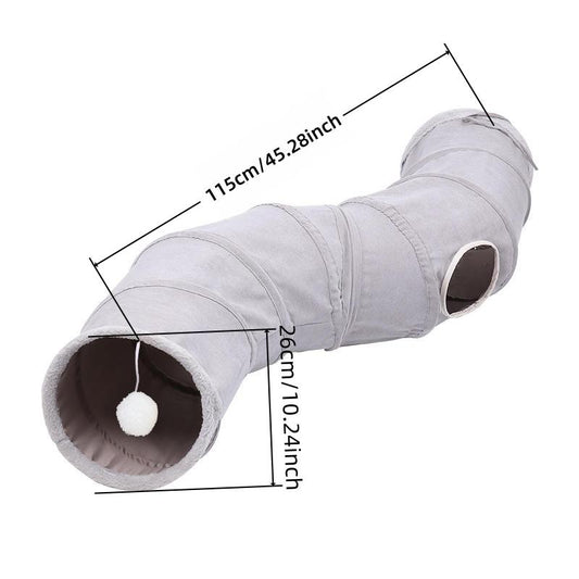 Foldable S-Shaped Cat Tunnel, Durable Velvet Material, Portable Self-Play Toy for Cats, Space-Saving Design, Easy Storage