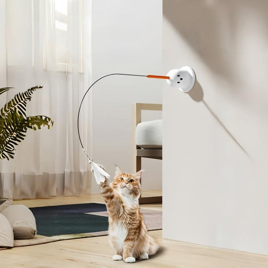 Interactive Cat Feather Toy with Suction Cup, Handheld Design for Cats, Fun Playtime Accessory for Pet Owners
