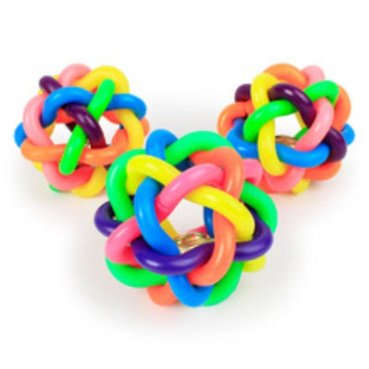 Colorful Bell Pet Ball Set of 3, Durable PVC Woven Chew Toy, Interactive Dog Teeth Cleaning & Stress Relief Playmate