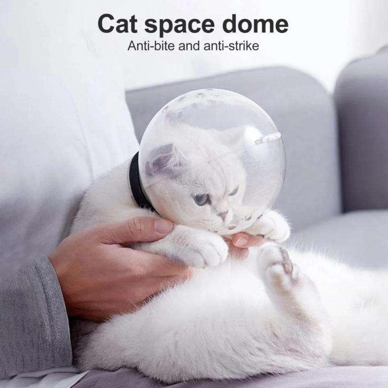 Pet Space Head Cover Anti-Bite Collar, Universal Elizabethan Collar for Cats & Dogs, Post-Surgery Breathable Protective Hood