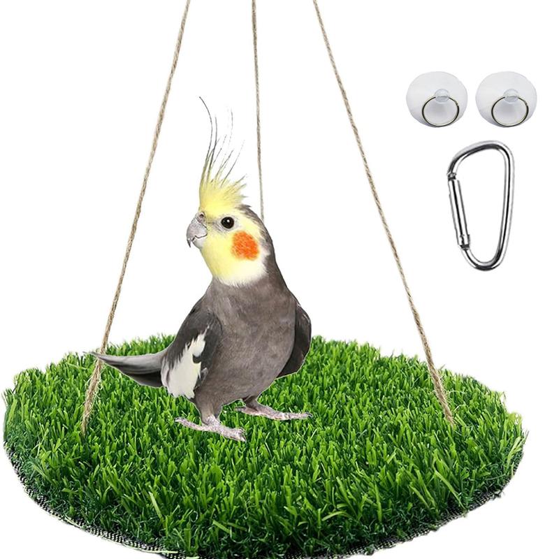Parrot Hammock Set with Pet Hair Storage Bag, Small Medium Parrots, Artificial Grass Hammock, Climbing Toy for Squirrels Hamsters