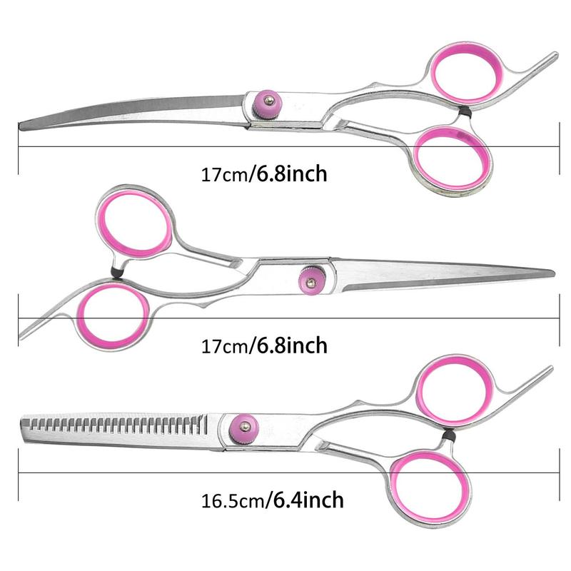 Professional Stainless Steel Dog Grooming Scissors Set, 5-In-1 Safety Pet Clippers Kit, Durable & Precise Trimming Tools