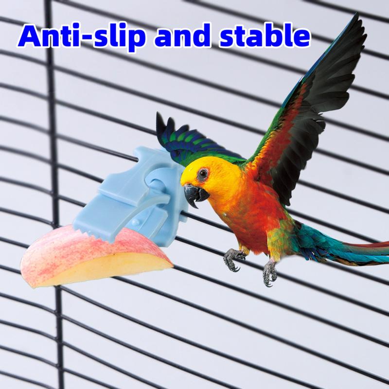 Multifunctional Parrot Snack Clip, Bird Cage Feeder, Anti-Drop & Waste Prevention, Suitable for Lovebirds & Cockatoos