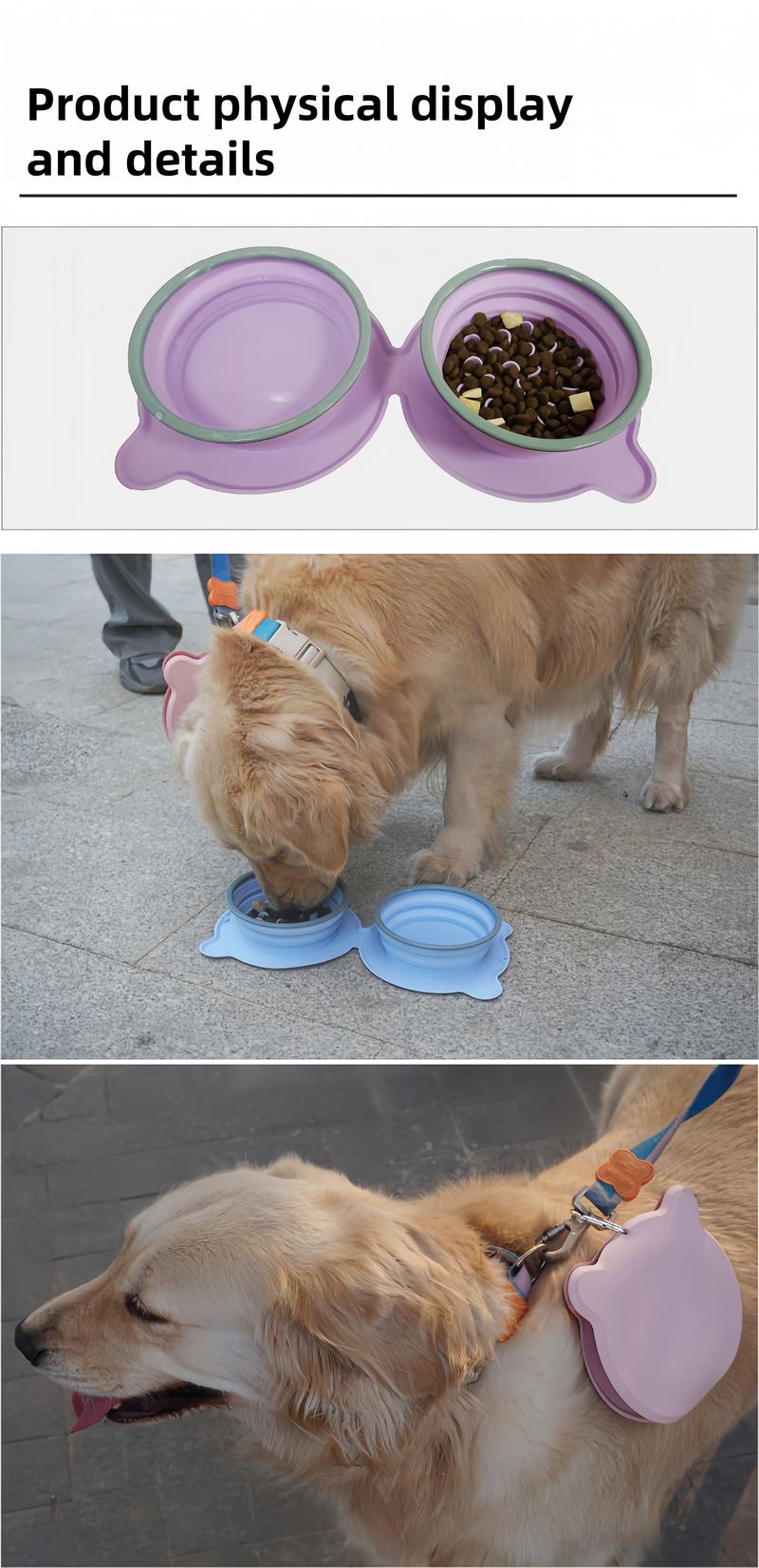 Travel Outdoor Silicone Pet Folding Water Bowl, Portable Cat Dog Feeding Dish, Foldable Drinking Cup for Dogs & Cats