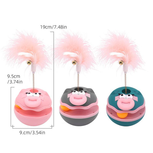 Cat Toy Gyroscopic Ball with Feather Teaser Stick, Interactive Pet Supplies for Cats, Self-Entertainment & Fun Cat Accessories