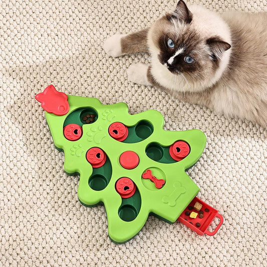 Dog Toy Intelligent Pet Puzzle Feeder Bowl, Slow Eating Christmas Tree Design, Fun Interactive Dog Toys for Small Medium Dogs