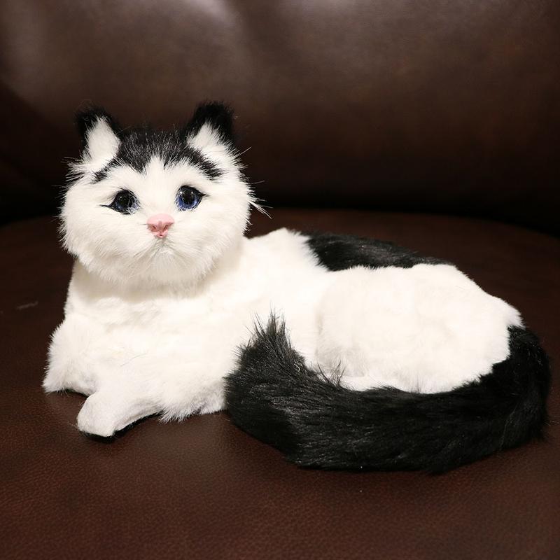 Realistic fluffy cat plush toy. Home decoration item. Living room, bedroom or room decoration item. Environmentally friendly and odorless item