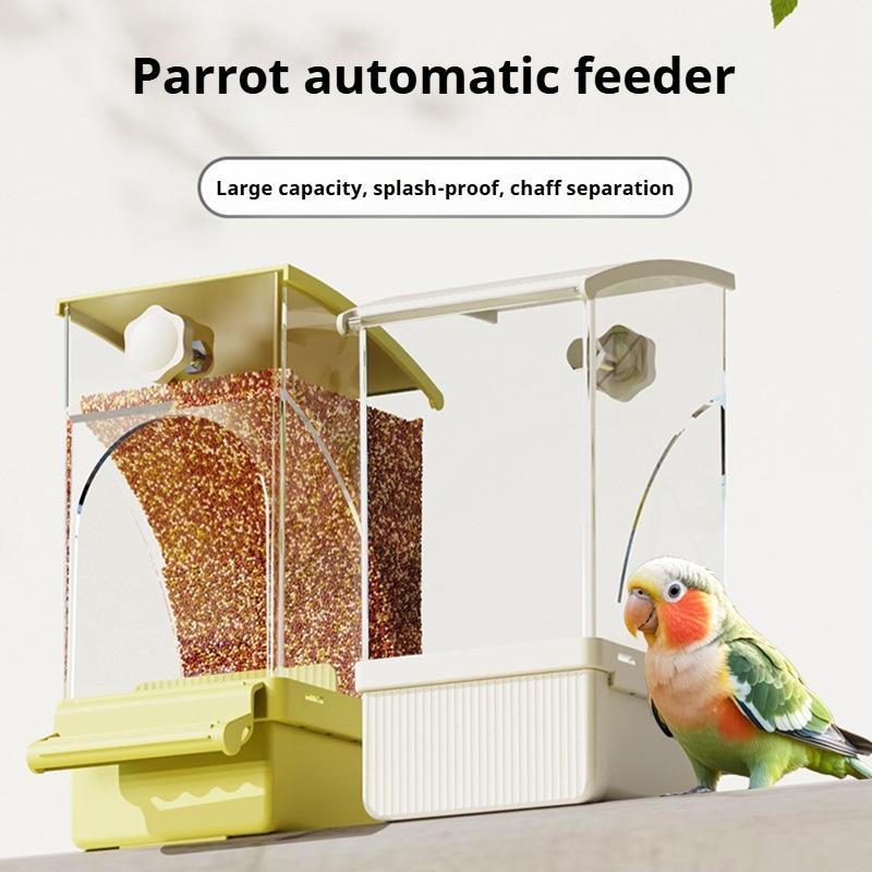 Durable Plastic Parrot Feeder, Splash-Proof Bird Cage Food Distributor, Multi-Hole Design for Easy Viewing, Ideal Pet Accessory
