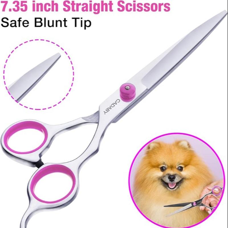 Professional Stainless Steel Dog Grooming Scissors Set, 5-In-1 Safety Pet Clippers Kit, Durable & Precise Trimming Tools