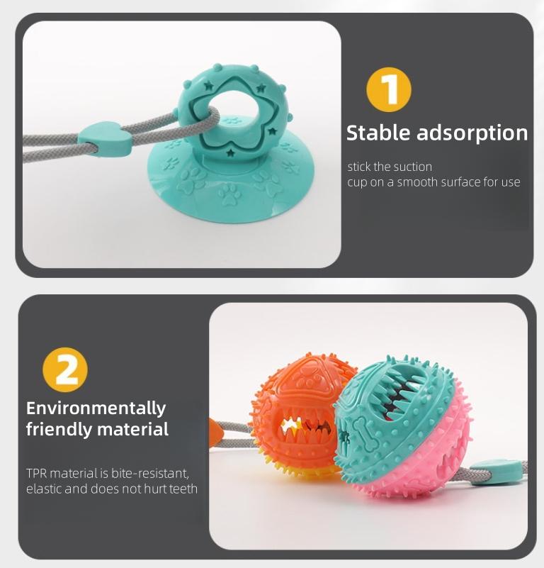 Pet Interactive Toy Set, Durable Chew Toys for Dogs, Elastic Ring & Suction Cup Rope, Fun Outdoor Activity Accessories