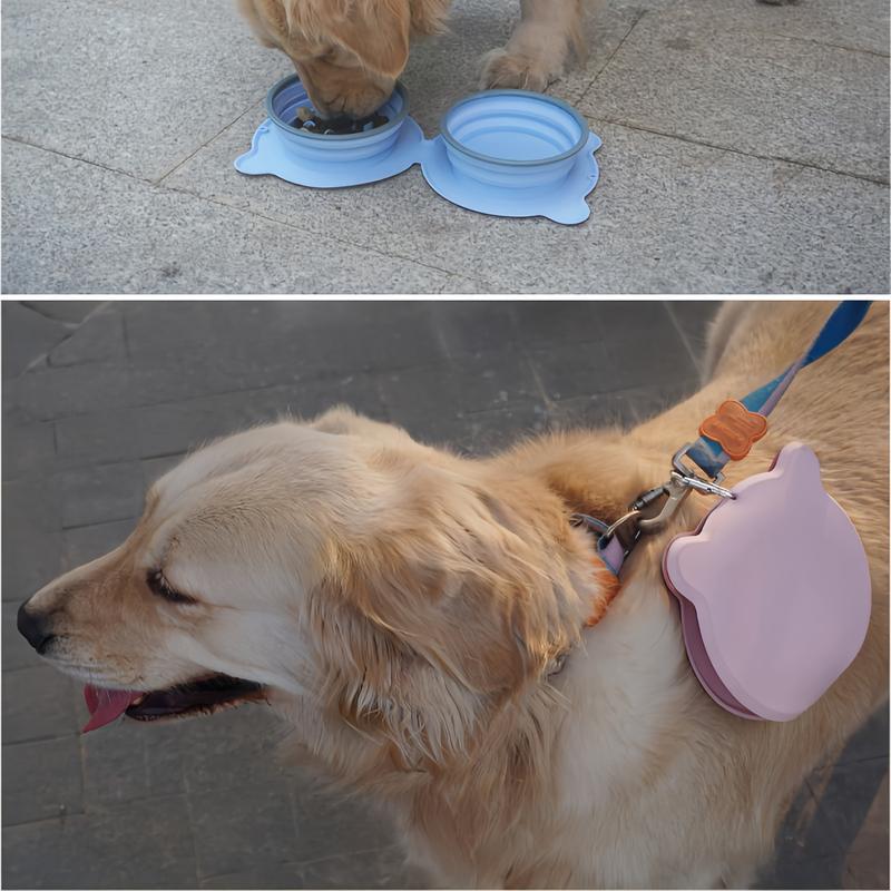 Travel Outdoor Silicone Pet Folding Water Bowl, Portable Cat Dog Feeding Dish, Foldable Drinking Cup for Dogs & Cats