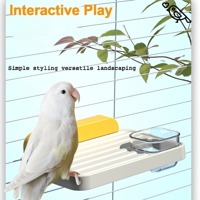 Two-In-One Parrot Perch Water Bowl Stand, Bird Cage Accessories, Hamster Jump Platform, Small Bird Ladder, Pet Supplies