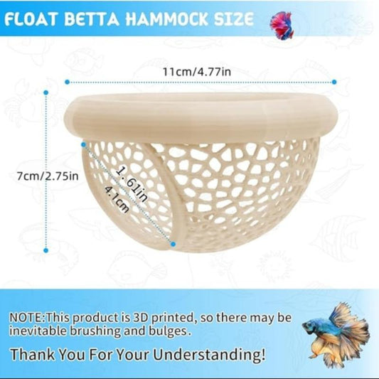 Aquarium Floating Beta Fish Bed Cave, 3D Printed Betta Shrimp Feeder and Hiding Hole Toy, Small Tank Food Ring Decor, Turtle Fish Tank Accessories
