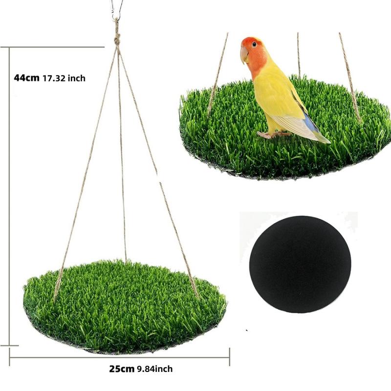 Parrot Hammock Set with Pet Hair Storage Bag, Small Medium Parrots, Artificial Grass Hammock, Climbing Toy for Squirrels Hamsters
