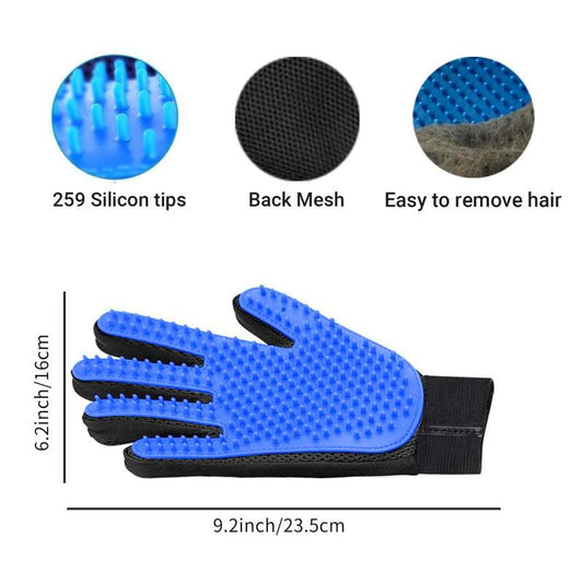 Generic Pet Grooming Glove, Blue - Perfect for Dog, Cat, Rabbit with fur (short and long), Multi-role Bathing, Massaging, Grooming, Shedding, Brush Glove