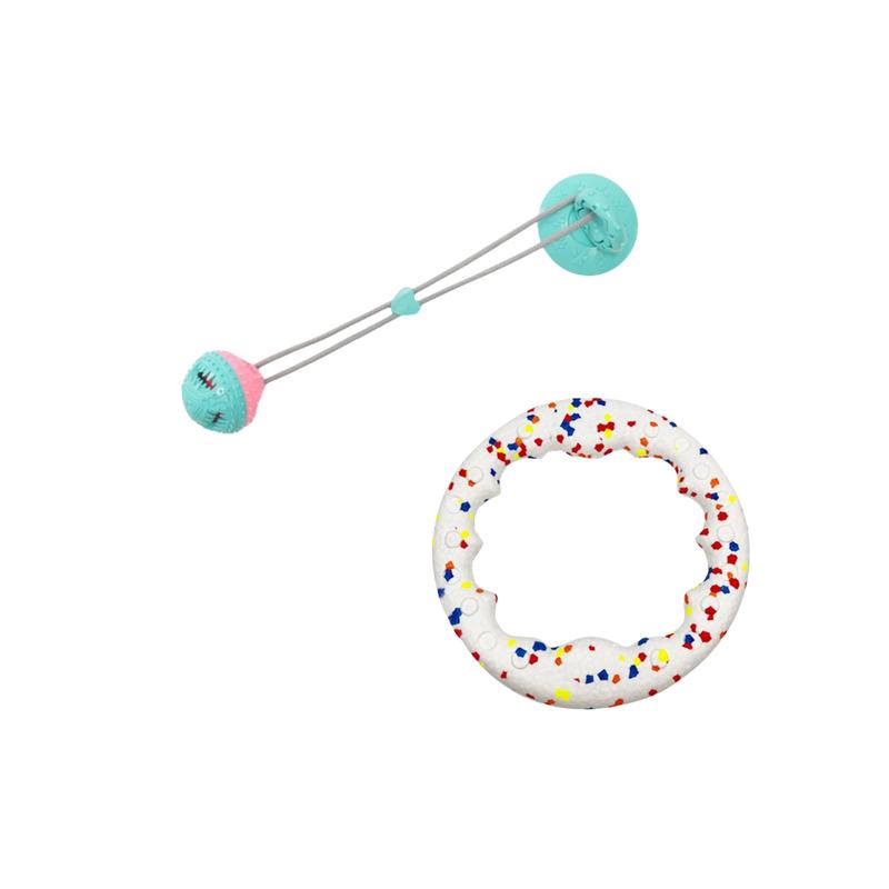 Pet Interactive Toy Set, Durable Chew Toys for Dogs, Elastic Ring & Suction Cup Rope, Fun Outdoor Activity Accessories