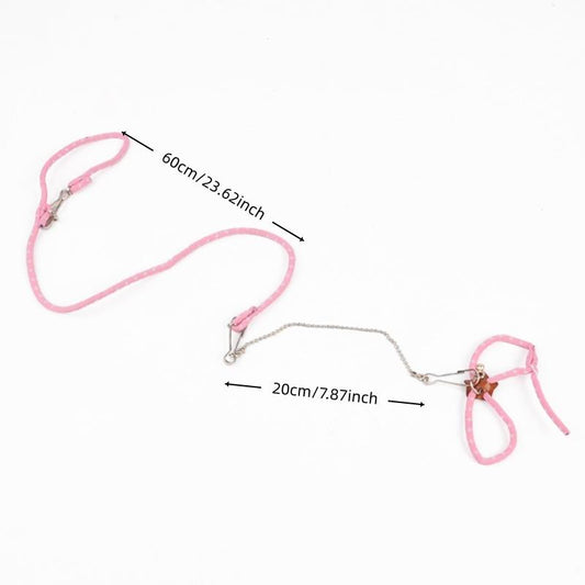 Hamster Round Rope Chest Harness Leash Set, Small Pet Outdoor Safety Anti-Bite Chew Proof Lead, Universal Escape Prevention for Dragon Rat Rabbit