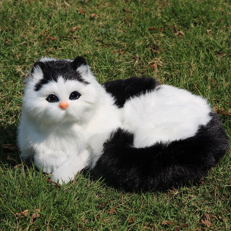 Realistic fluffy cat plush toy. Home decoration item. Living room, bedroom or room decoration item. Environmentally friendly and odorless item
