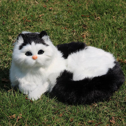 Realistic fluffy cat plush toy. Home decoration item. Living room, bedroom or room decoration item. Environmentally friendly and odorless item