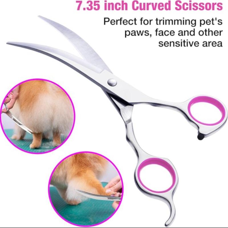 Professional Stainless Steel Dog Grooming Scissors Set, 5-In-1 Safety Pet Clippers Kit, Durable & Precise Trimming Tools