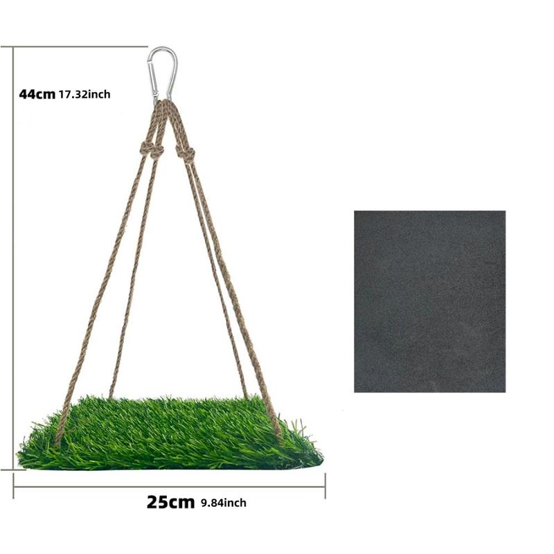 Parrot Hammock Set with Pet Hair Storage Bag, Small Medium Parrots, Artificial Grass Hammock, Climbing Toy for Squirrels Hamsters