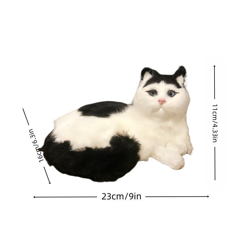 Realistic fluffy cat plush toy. Home decoration item. Living room, bedroom or room decoration item. Environmentally friendly and odorless item