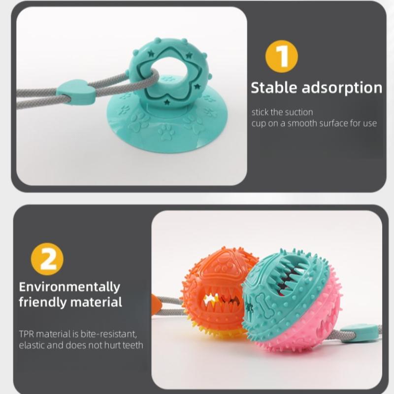 Pet Interactive Toy Set, Durable Chew Toys for Dogs, Elastic Ring & Suction Cup Rope, Fun Outdoor Activity Accessories