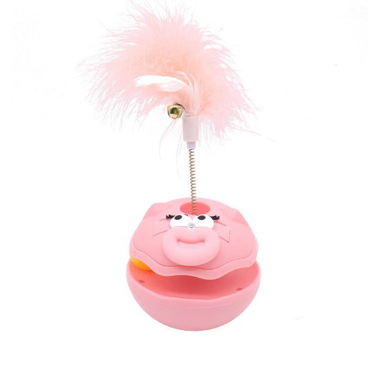 Cat Toy Gyroscopic Ball with Feather Teaser Stick, Interactive Pet Supplies for Cats, Self-Entertainment & Fun Cat Accessories