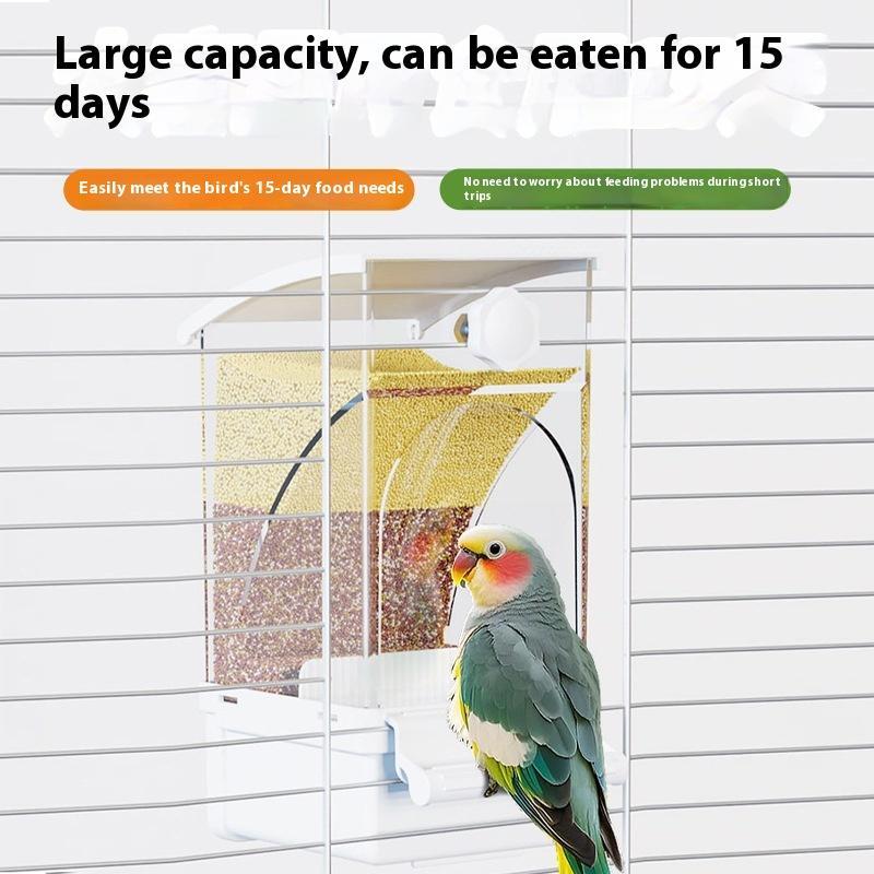 Durable Plastic Parrot Feeder, Splash-Proof Bird Cage Food Distributor, Multi-Hole Design for Easy Viewing, Ideal Pet Accessory