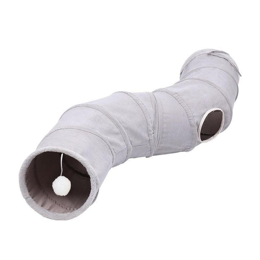 Foldable S-Shaped Cat Tunnel, Durable Velvet Material, Portable Self-Play Toy for Cats, Space-Saving Design, Easy Storage