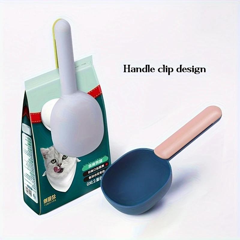 Pet Food Spoon for Cats and Dogs, Measuring Spoon with Sealing Function for Freshness, Anti-Mold and Moisture Design