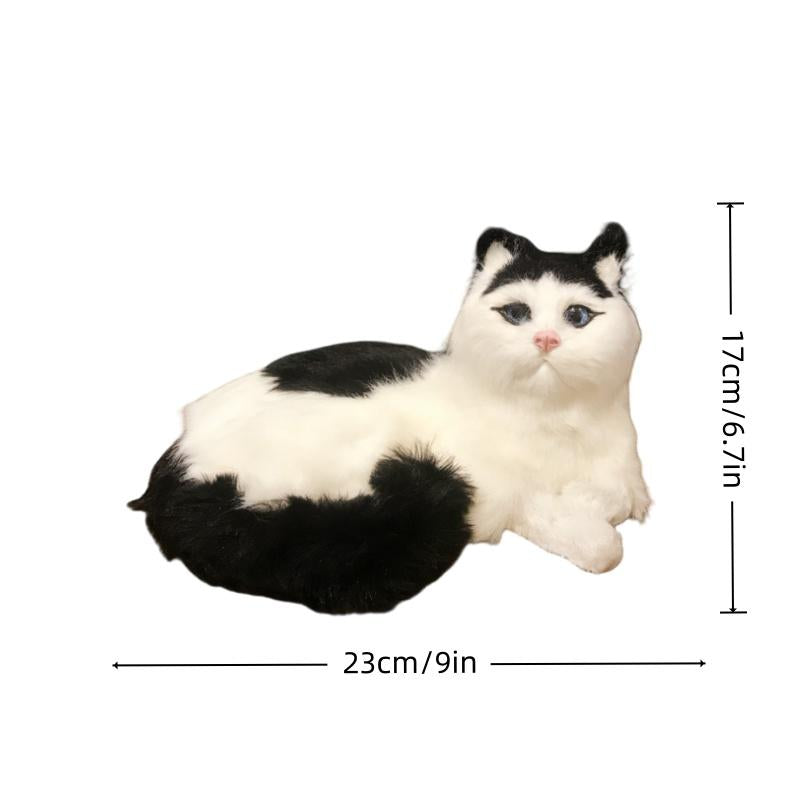 Realistic fluffy cat plush toy. Home decoration item. Living room, bedroom or room decoration item. Environmentally friendly and odorless item