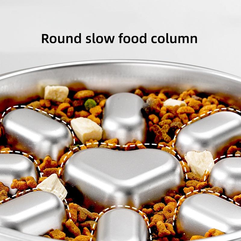Slow Feeder Bowl Set for Pets, Anti-Slip Stainless Steel Dog & Cat Food Bowls, Pet Hair Storage Included, Ideal for Cats & Dogs