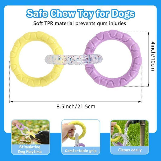 ETIAL Rubber 3-Ring Tug Dog Toy, Indestructible Pull Toy for Training and Teeth Cleaning, Interactive Tug of War Dog Chew Toy for Aggressive Chewers, Outdoor Puppy Ring Toy for Small Medium Large Dogs